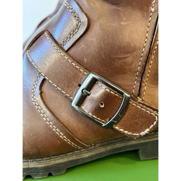 Chaps Men's Ankle Boots Buckle Strap & zipper 10M Genuine Leather Dark Brown VTG - Picture 5 of 12